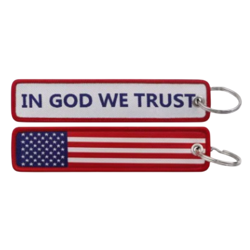 IN GOD WE TRUST US FLAG - KEYCHAIN